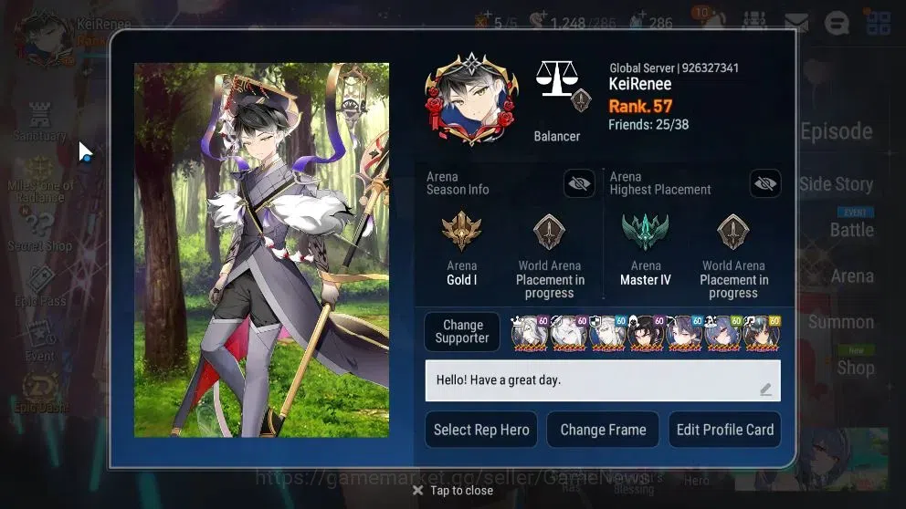 Epic Seven Accounts High-End Global UnVerif|NewEra|13 ML(Salome,RnL,Zio,Belina,LC Bellona,AB 2