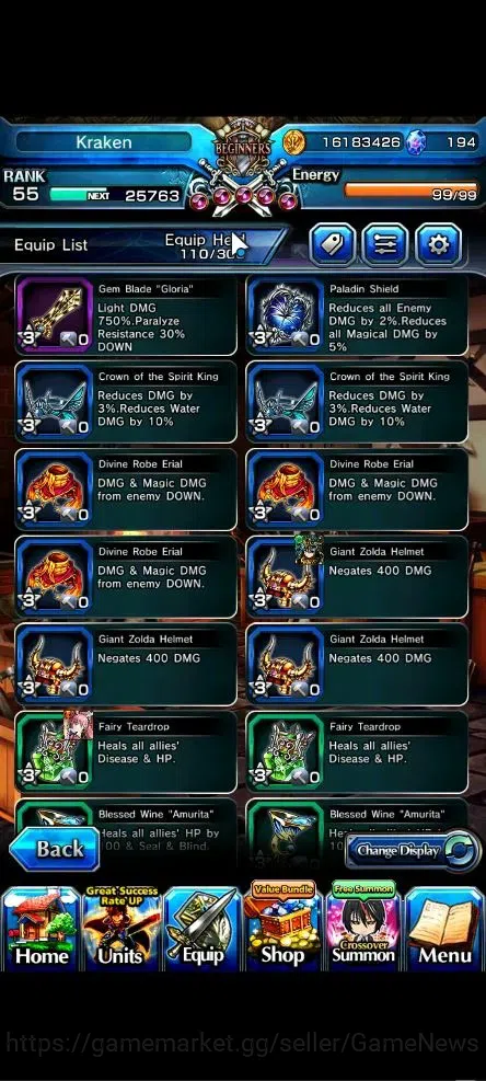 Grand Summoners Accounts Global|Rank 55|194 cc|3 Ascend+3 TW|[Shizu,Bouncin image 12