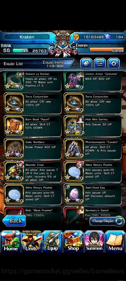 Grand Summoners Accounts Global|Rank 55|194 cc|3 Ascend+3 TW|[Shizu,Bouncin image 16
