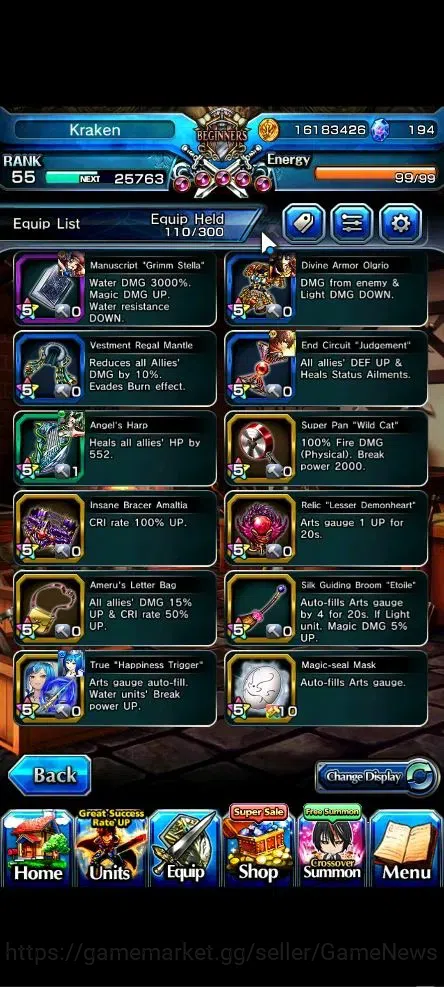 Grand Summoners Accounts Global|Rank 55|194 cc|3 Ascend+3 TW|[Shizu,Bouncin image 18