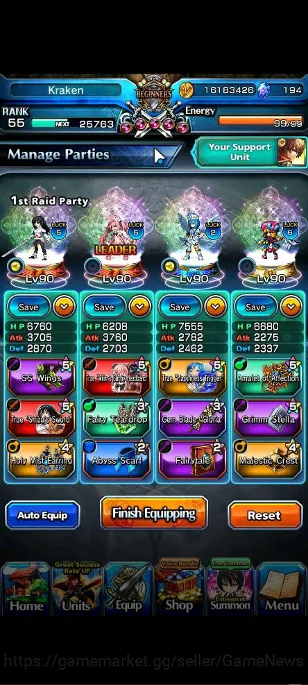Grand Summoners Accounts Global|Rank 55|194 cc|3 Ascend+3 TW|[Shizu,Bouncin image 3