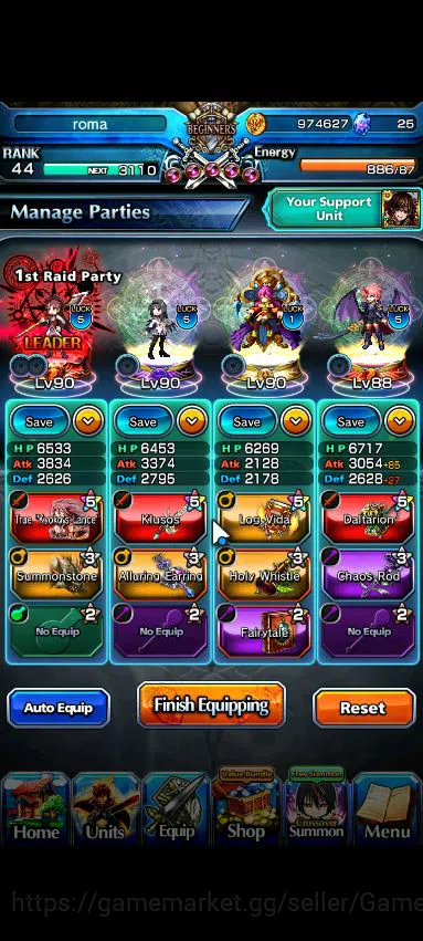 Grand Summoners Accounts Starter Global|Rank 44| 4 Ascend | RimuruTW, Kyoko SakuraTW, CF Millim, H Akemi |Lpot 81|Check 3
