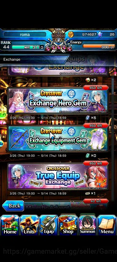 Grand Summoners Accounts Starter Global|Rank 44| 4 Ascend | RimuruTW, Kyoko SakuraTW, CF Millim, H Akemi |Lpot 81|Check 7