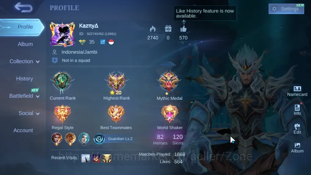 Mobile Legends: Bang Bang Accounts Collector Global|Hero 82|Skin 120|1 CC natalia|Lightborn Tigreal|Blazing 1