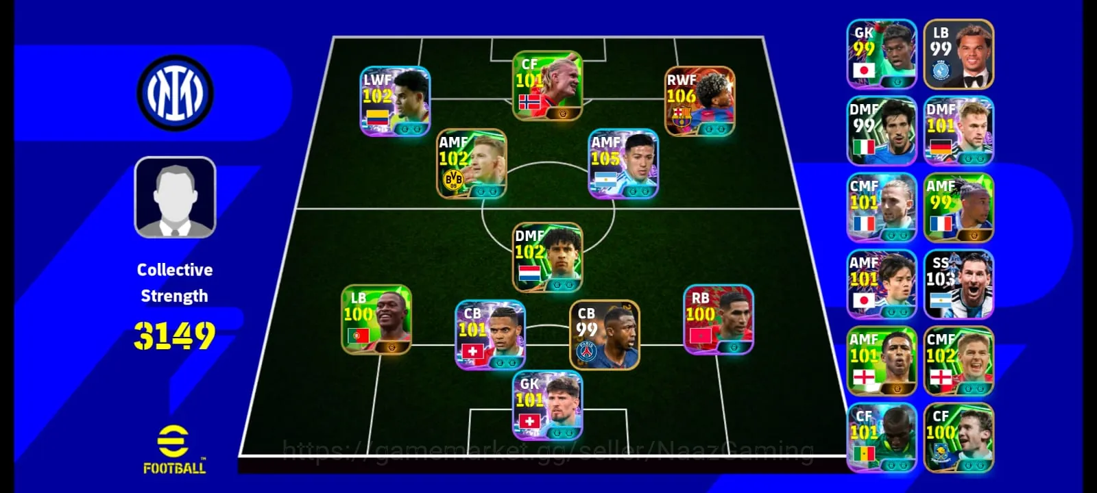 eFootball Accounts Starter 3150+ Team I Lamin 107 I Halaand 101 I Dias 103 I Kobel 103 I Akenji 103 I Enzo 105 I Rijkaard 1