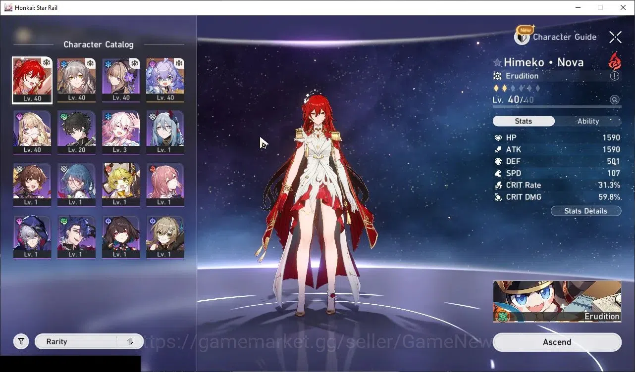 Honkai Star Rail Accounts Others Asia|TL 30| 1 GC | 1 Limited (Himeko Nova) +1 STD Char (Bailu) |Female MC|The Xianzhou 1