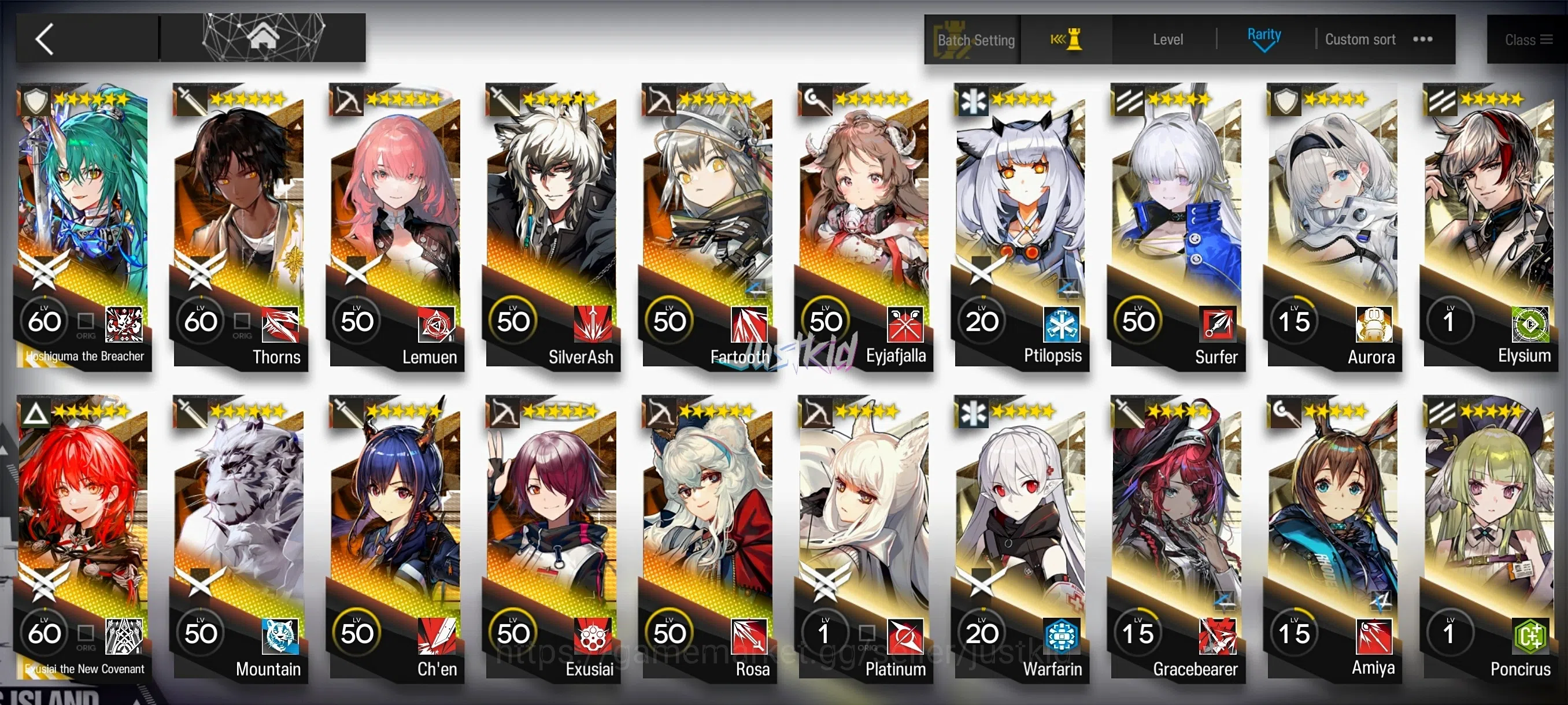 Arknights Accounts Mid-Tier ARKNIGHTS GLOBAL STARTERMID 11*6 , 2 LIMITED EXUSIAI ALTER,HOSHIGUMA ALTER 1