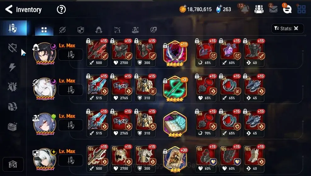Epic Seven Accounts High-End GLOBAL UnVerif|10 ML(Salome,EIlynav,Belian,BM Haste,etc)+Aby Fumyr,Setsuka,etc|PoH ON|158K 20