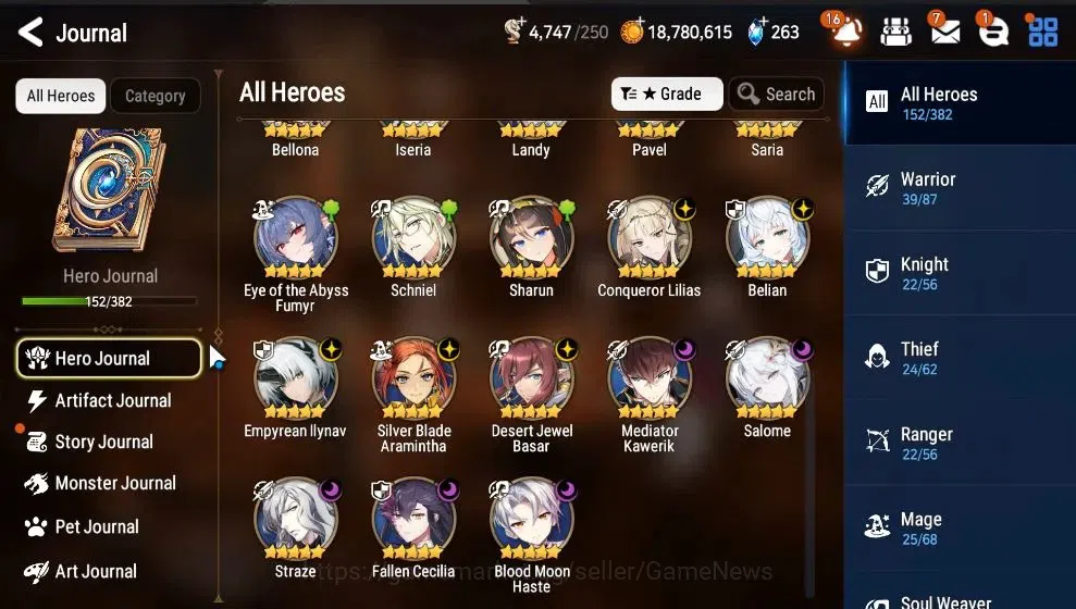 Epic Seven Accounts High-End GLOBAL UnVerif|10 ML(Salome,EIlynav,Belian,BM Haste,etc)+Aby Fumyr,Setsuka,etc|PoH ON|158K 6