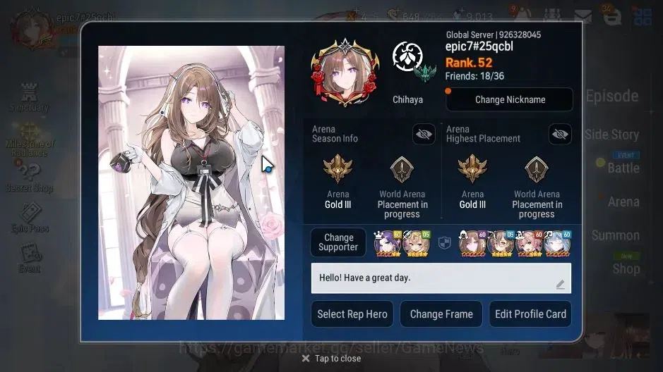 Epic Seven Accounts Limited Hero GLOBAL|UnVerif|7 ML(School Nurse Yulha,Salome,NM Luna,Etc),Ivana,AFS Flan,Landy|Poh ON|939 2