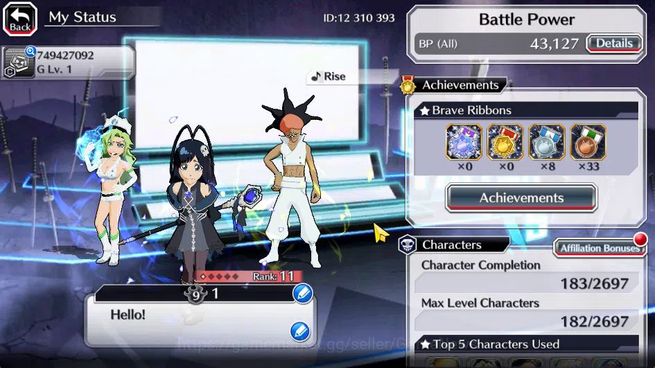Bleach: Brave Souls Accounts Starter [GLOBAL]6K Orbs+Fresh All Story|Giselle Magic Society,NaNaNa TYBW25,Candice 2