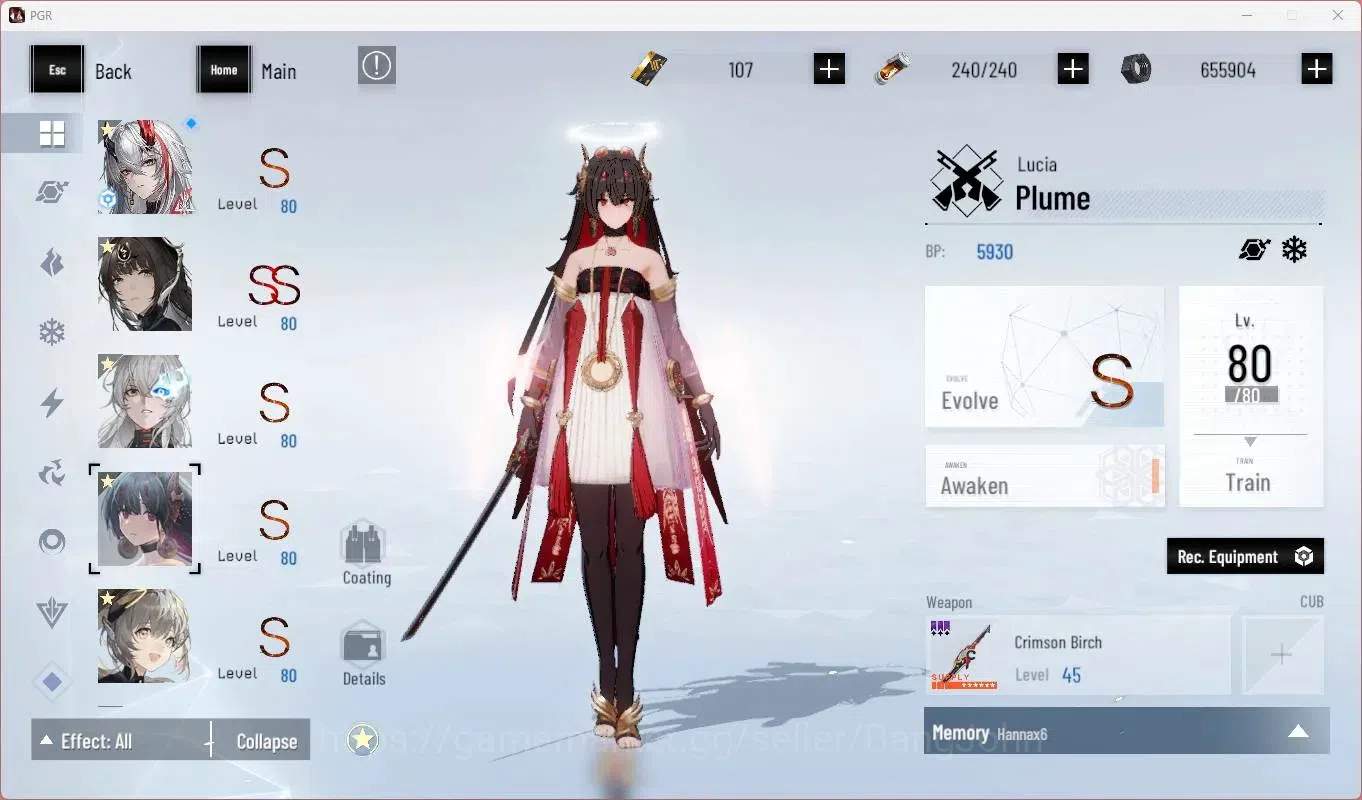 Punishing: Gray Raven Accounts Starter ASIA |L86|SSS Discord S,(SS Qu S,S Lucia CW,S Lucia P,SS Lilith D)+Sign Etc|BC 107|YC 7