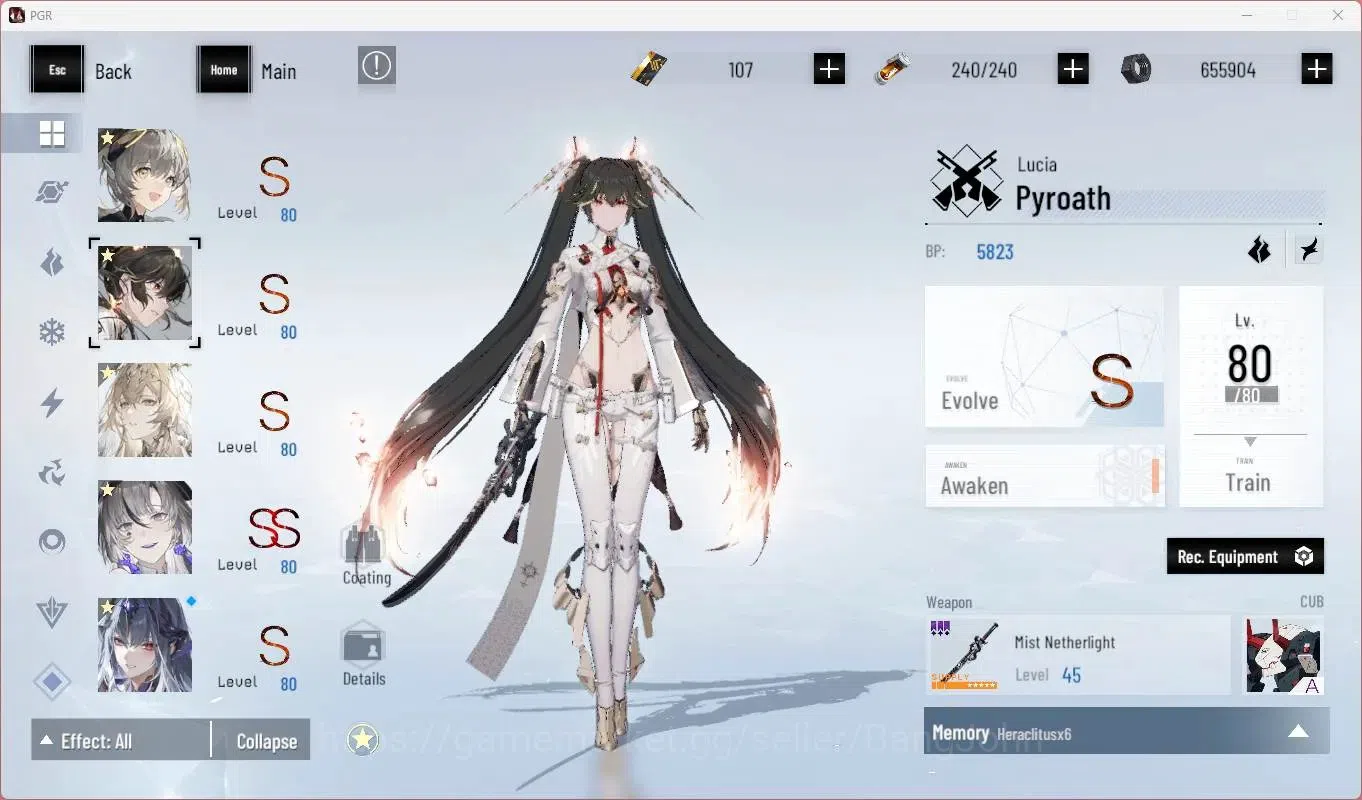 Punishing: Gray Raven Accounts Starter ASIA |L86|SSS Discord S,(SS Qu S,S Lucia CW,S Lucia P,SS Lilith D)+Sign Etc|BC 107|YC 9