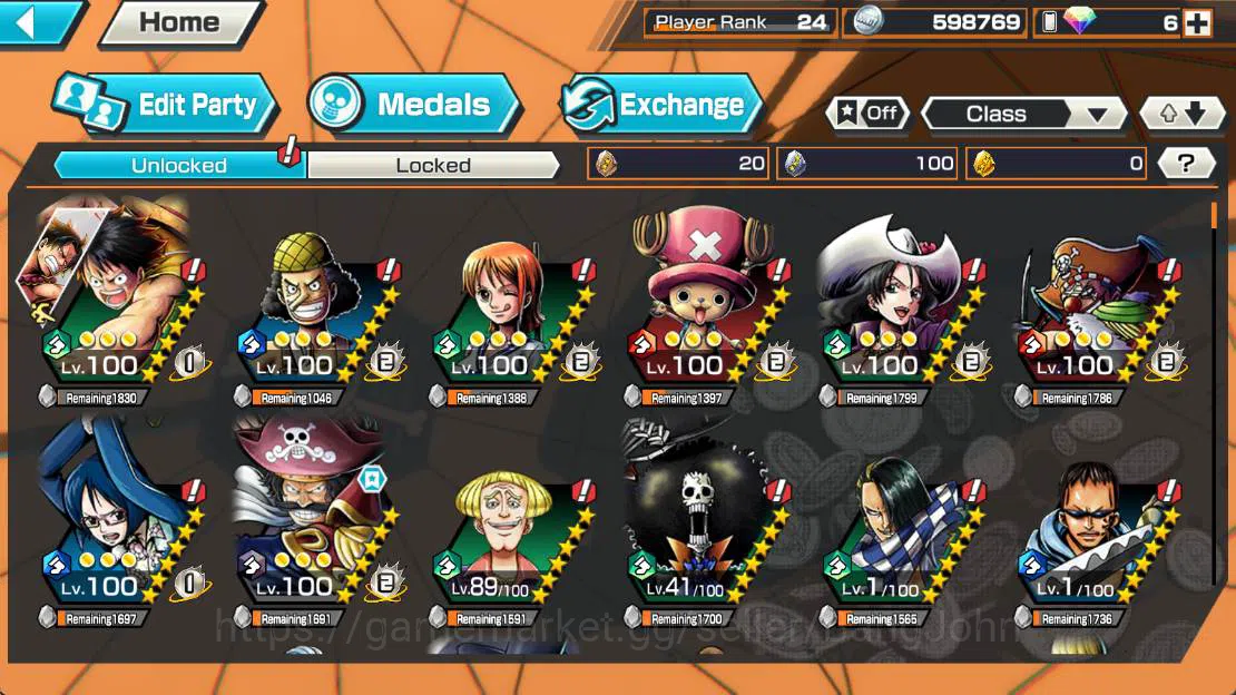 One Piece Bounty Rush Accounts Others GLOBAL| EX 2 | GP gol D roger, GP Edward new gate, First mate Silver Raileigh 3