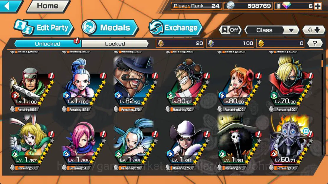 One Piece Bounty Rush Accounts Others GLOBAL| EX 2 | GP gol D roger, GP Edward new gate, First mate Silver Raileigh 4