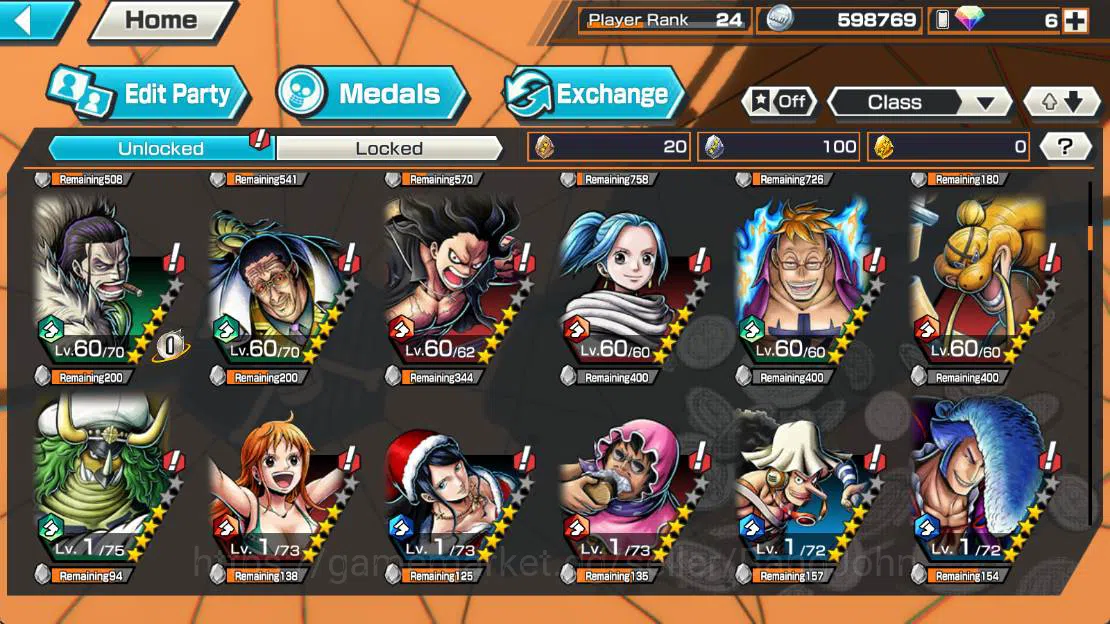 One Piece Bounty Rush Accounts Others GLOBAL| EX 2 | GP gol D roger, GP Edward new gate, First mate Silver Raileigh 5