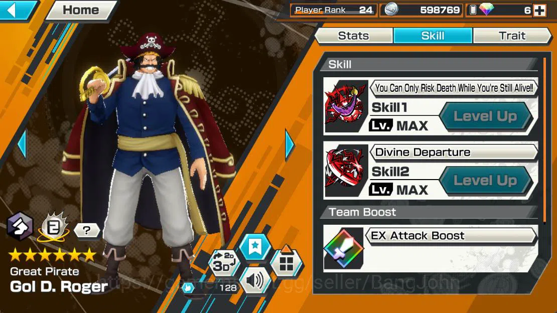 One Piece Bounty Rush Accounts Others GLOBAL| EX 2 | GP gol D roger, GP Edward new gate, First mate Silver Raileigh 6