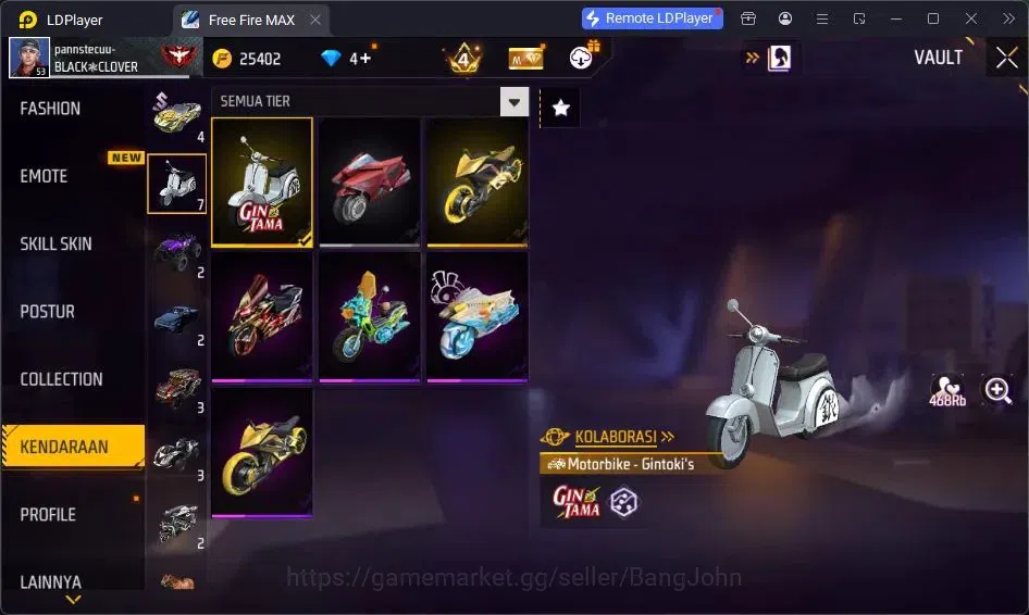 Free Fire Accounts Indonesia | Vault 84| SG Lumut| SG SGKIKIR| Katana image 4