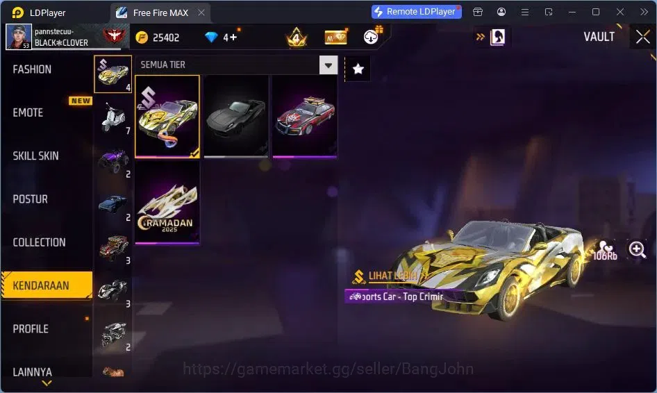 Free Fire Accounts Indonesia | Vault 84| SG Lumut| SG SGKIKIR| Katana image 5