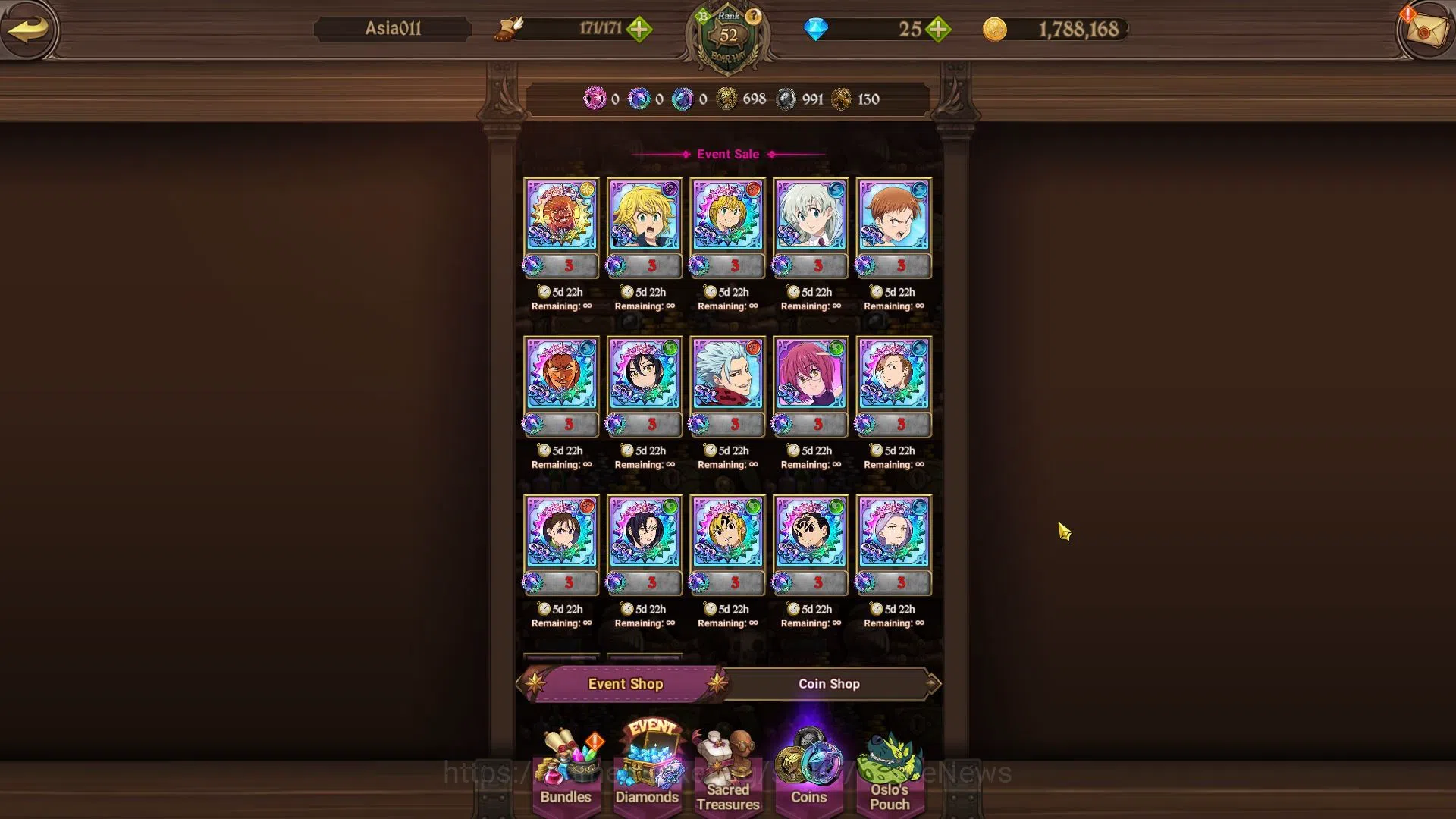 The Seven Deadly Sins: Grand Cross Accounts Asia|3,8M CC|1 LR+8 UR+Many Collab|Elizabeth,Merli image 12