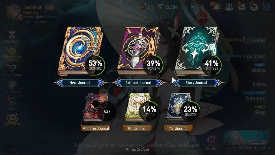 Epic Seven Accounts Starter ASIA Verif|17 ML(BArunka,RueleLight,SE Celine,AbVildred,Etc)+Setsuka,Ivana|Poh ON|18K Energy+54K 3