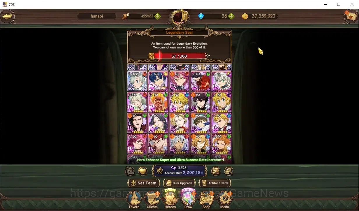 The Seven Deadly Sins: Grand Cross Accounts Endgame GLOBAL|3M CC|37 LS|6 LR,10 UR+Collab 1