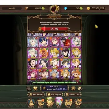 The Seven Deadly Sins: Grand Cross Accounts Endgame GLOBAL|3M CC|37 LS|6 LR,10 UR+Collab