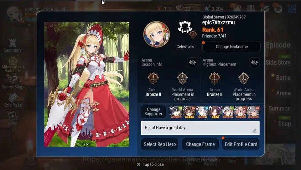 Epic Seven Accounts GLOBAL Unverif|New Era|10 ML(LOT Scales,Zio,CLilia image 2