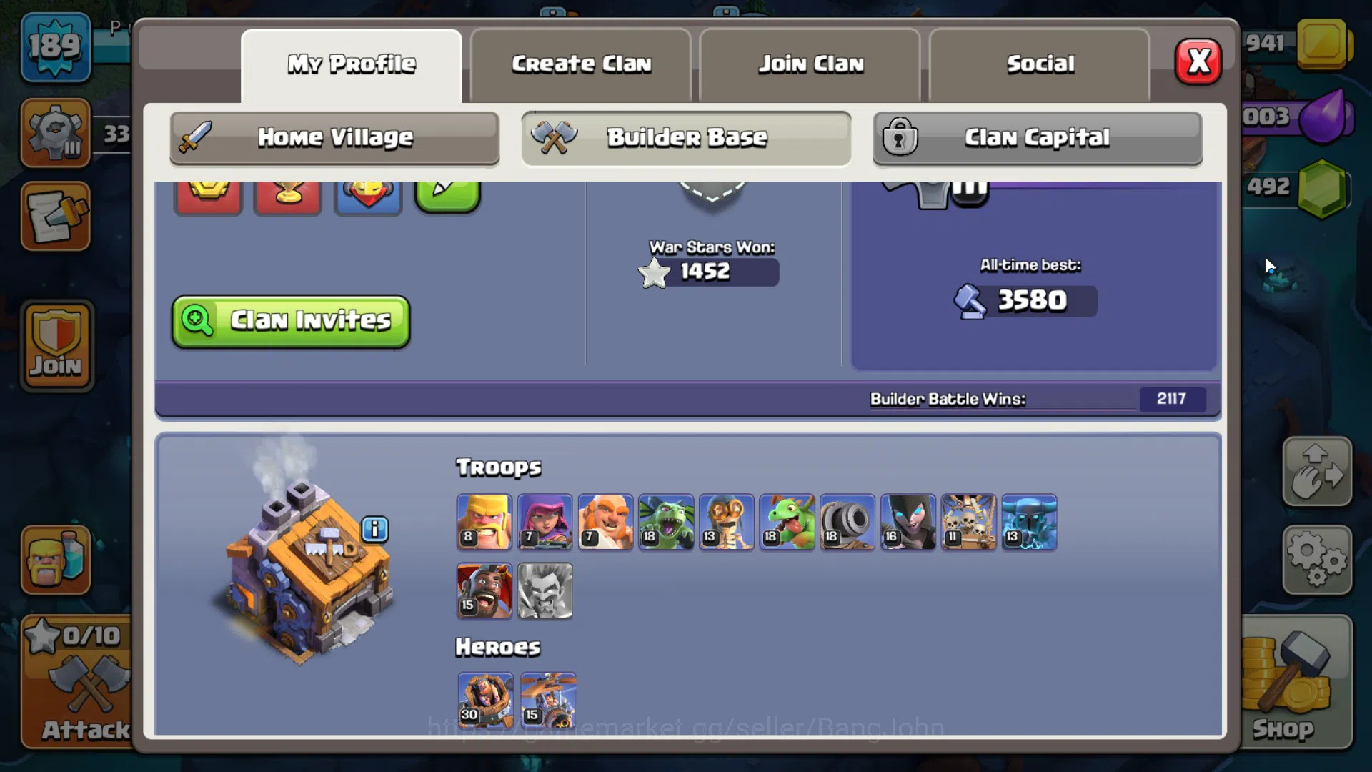 Clash of Clans Accounts TH 13 MAX-BH 9|Many Skin|LVL 189|League Valkyrie15 image 8