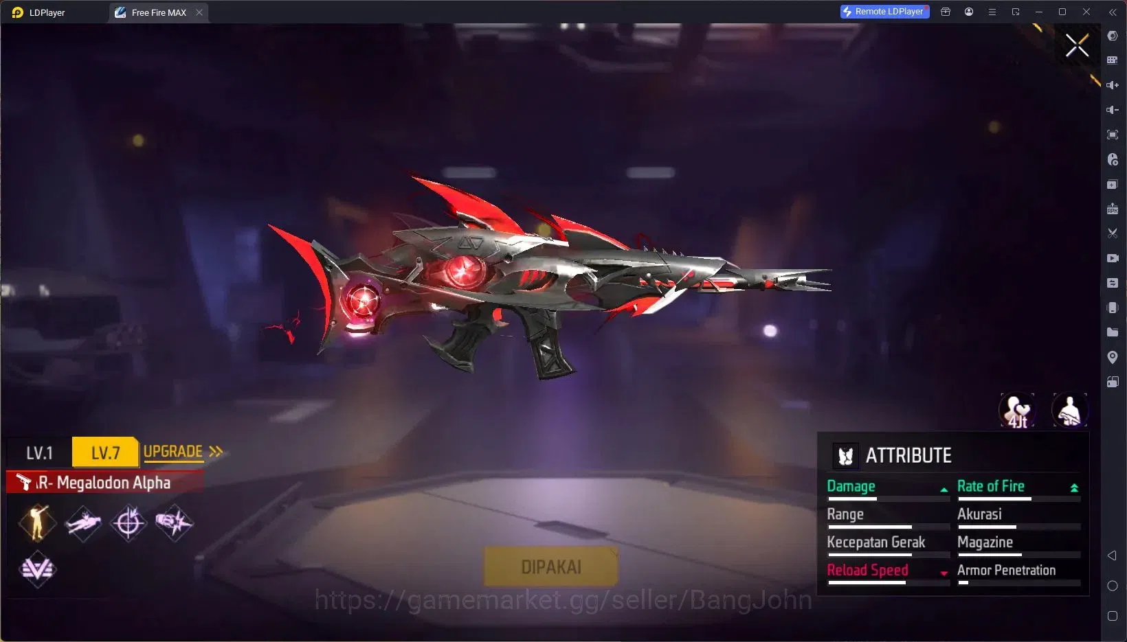 Free Fire Accounts Indonesia|Vault 824|1 EVO (R- Megalodon Alpha Lv7) image 2