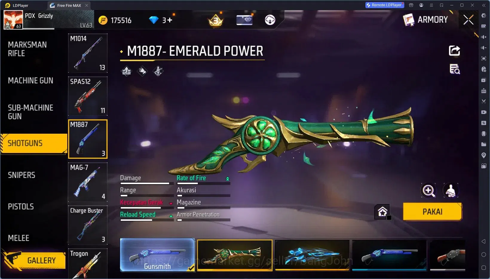 Free Fire Accounts Indonesia|Vault 824|1 EVO (R- Megalodon Alpha Lv7) image 3
