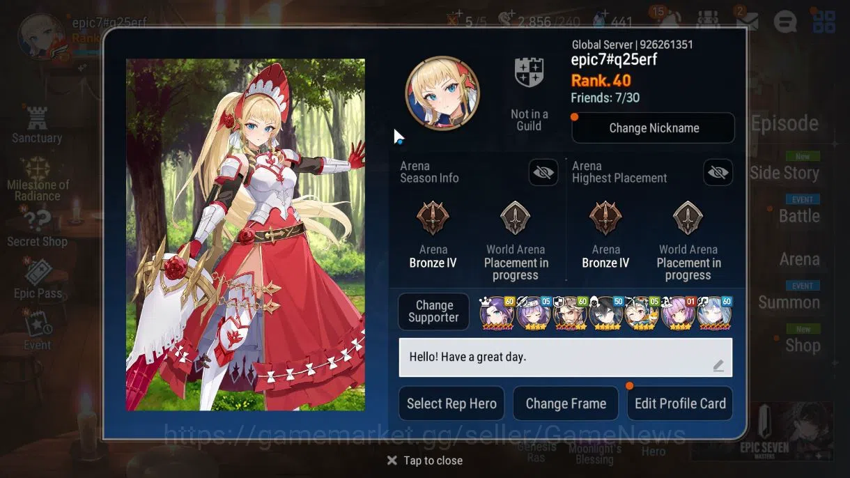 Epic Seven Accounts GLOBAL UNVERIF|NewEra|5 ML(LOTScales,ARavi,Straze, image 2