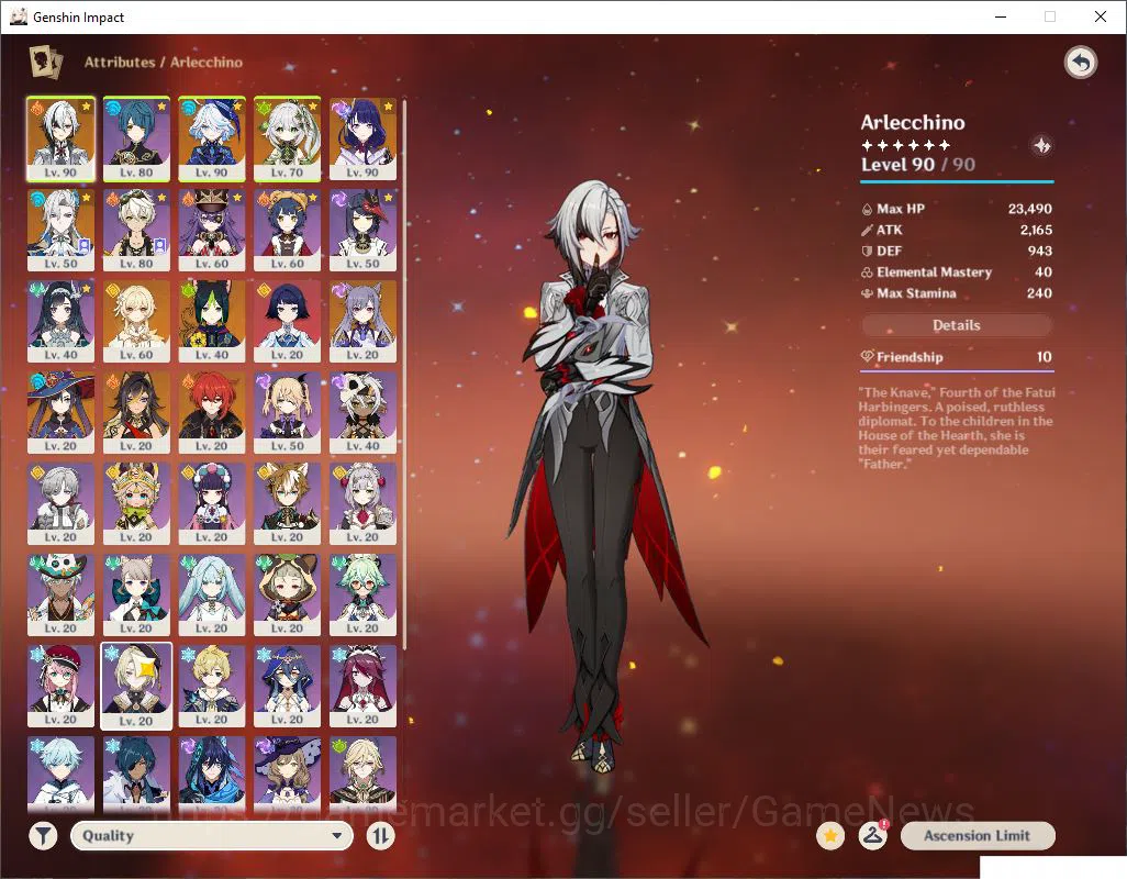 Genshin Impact Accounts Asia|AR 55|5 Limited +3(*5Weapon))|Arlecchino+Sign image 3