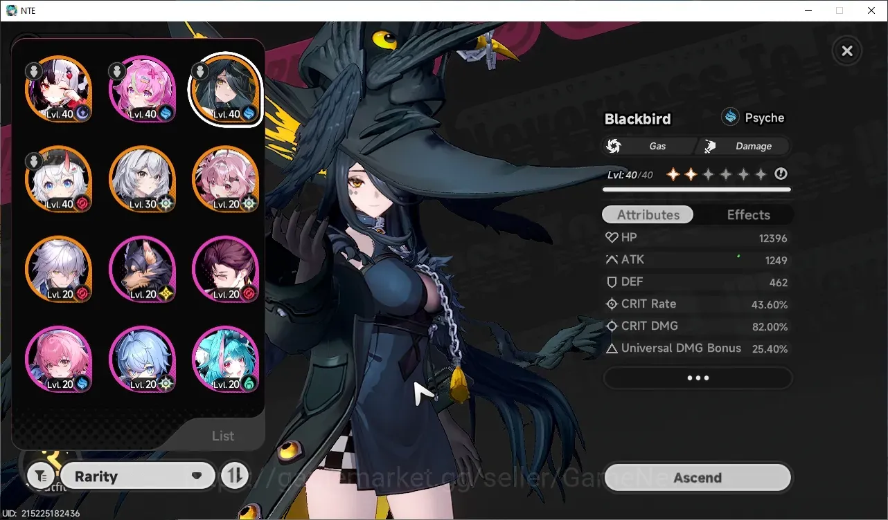 Neverness to Everness Accounts Global SEA|HL 27|TL 24|5 S-Class 2 Limit|Blackbird & Lacrimosa +Glider|Sakiri & Chiz 1