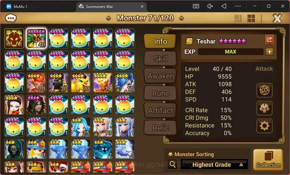 Summoners War: Sky Arena Accounts GLOBAL | NB 5 TESHAR,Starter Gacha 115 12Y+160 11Y image 2