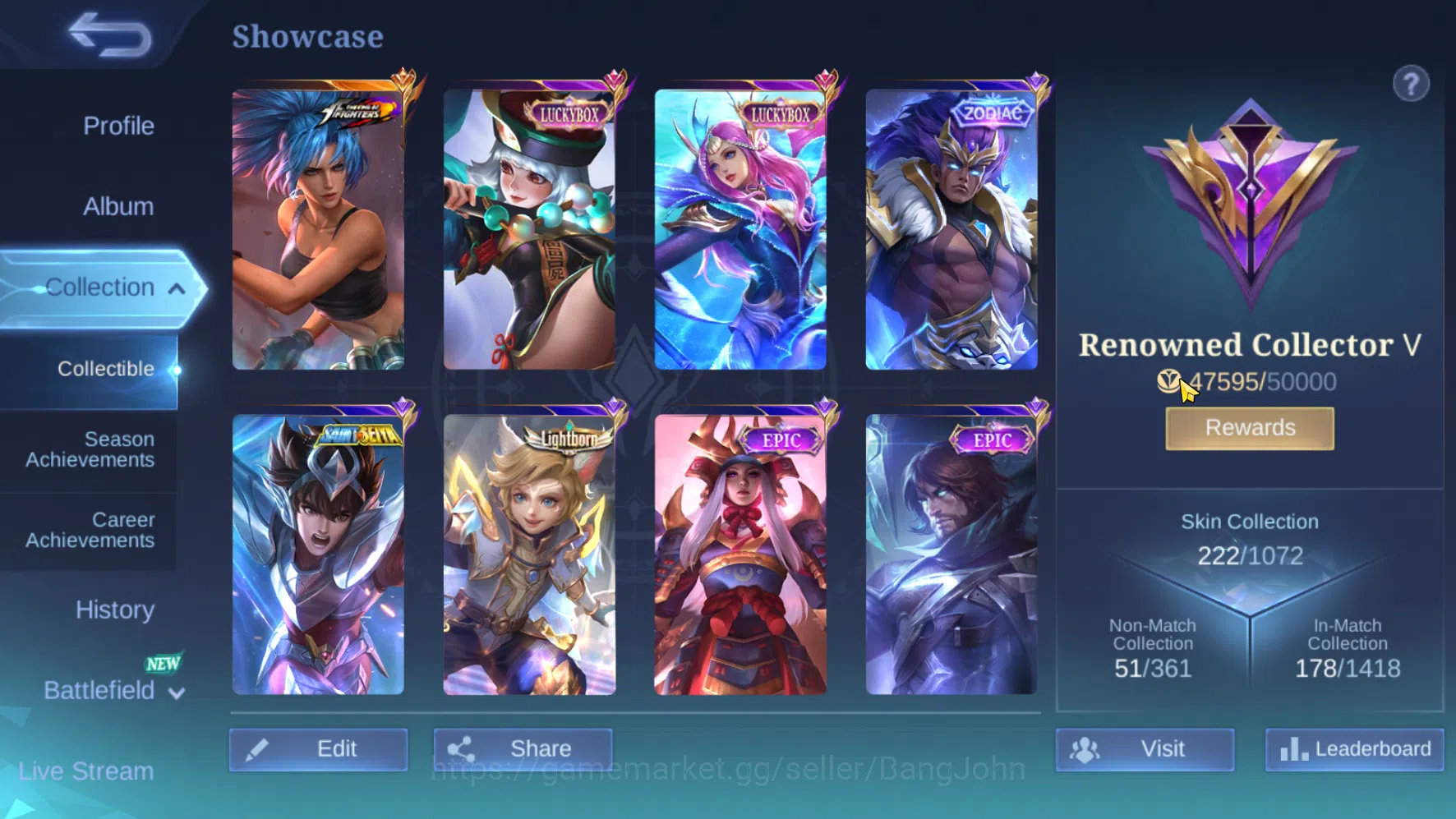 Mobile Legends: Bang Bang Accounts Hero 107 | Skin 222 | Emblem Al Max | Ex Immo | Wi image 2