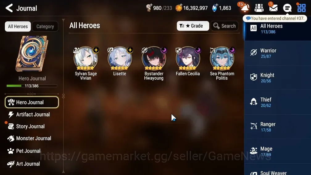 Epic Seven Accounts Limited Hero Global UnVerif|5 ML (Lisette,SH Politis,B Hwayoung,Etc)+Estelle,A Ludwig,TA 1