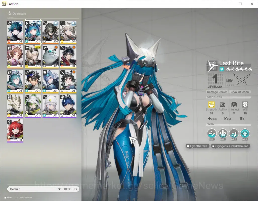 Arknights: Endfield Accounts Asia|Lvl 2|3 SSR 1 Limited + 1(*6 Weap)|(Camille),Last Rite,Ardelia|FeMale MC|Log 1