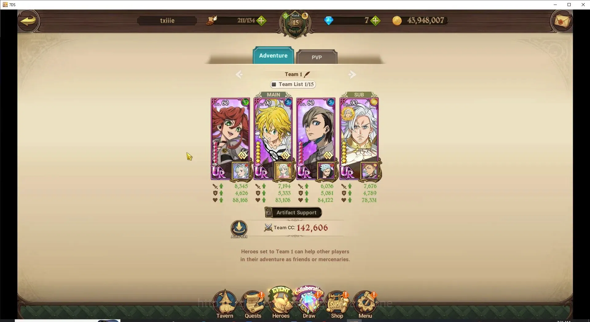 The Seven Deadly Sins: Grand Cross Accounts Endgame Global|718K CC|87 LS|1 LR+1 UR|Full Collab 5