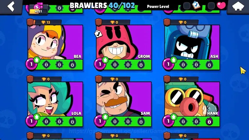 Brawl Stars Accounts 4251 Trophy|40 Brawlers 7 Max Lvl|3 Legend [Mecha Bo,Mecha Crow,Mecha Mortis]+2 Mythic+14 Epic 12