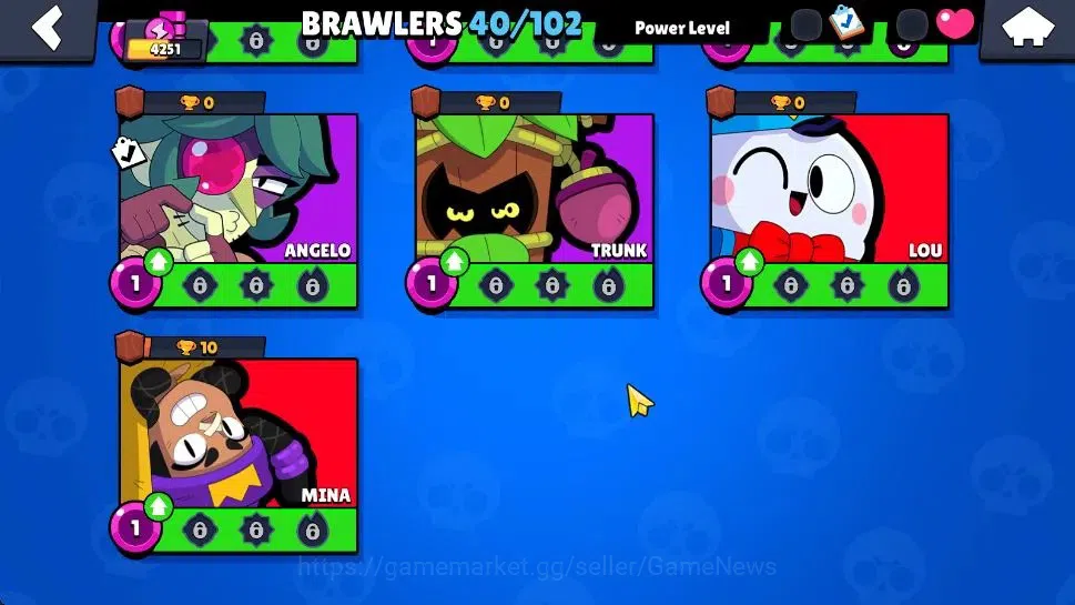 Brawl Stars Accounts 4251 Trophy|40 Brawlers 7 Max Lvl|3 Legend [Mecha Bo,Mecha Crow,Mecha Mortis]+2 Mythic+14 Epic 13