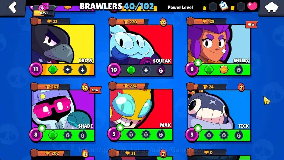 Brawl Stars Accounts 4251 Trophy|40 Brawlers 7 Max Lvl|3 Legend [Mecha Bo,Mecha Crow,Mecha Mortis]+2 Mythic+14 Epic 8