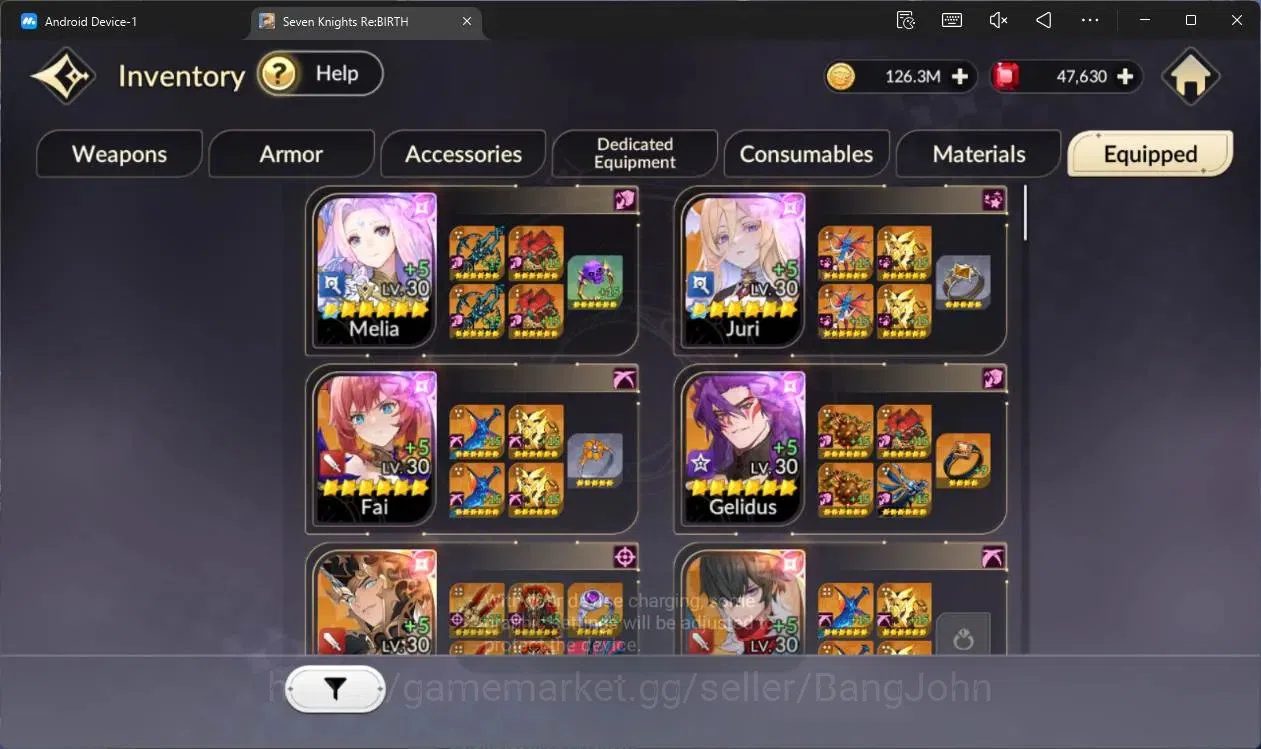 Seven Knights Re:Birth Accounts Global |5 EX7(Melia TC1,Juri TC1,Fai,Roise,Gelidus image 12