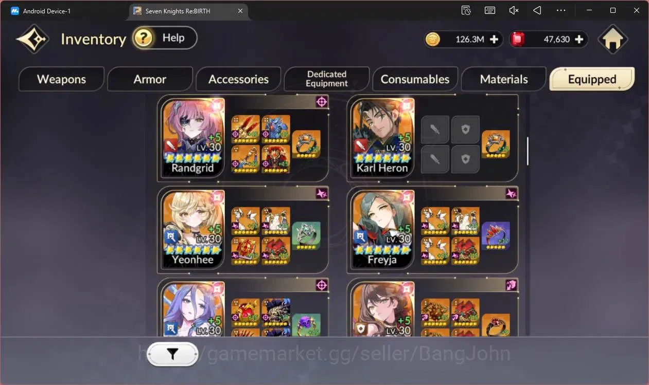 Seven Knights Re:Birth Accounts Global |5 EX7(Melia TC1,Juri TC1,Fai,Roise,Gelidus image 14