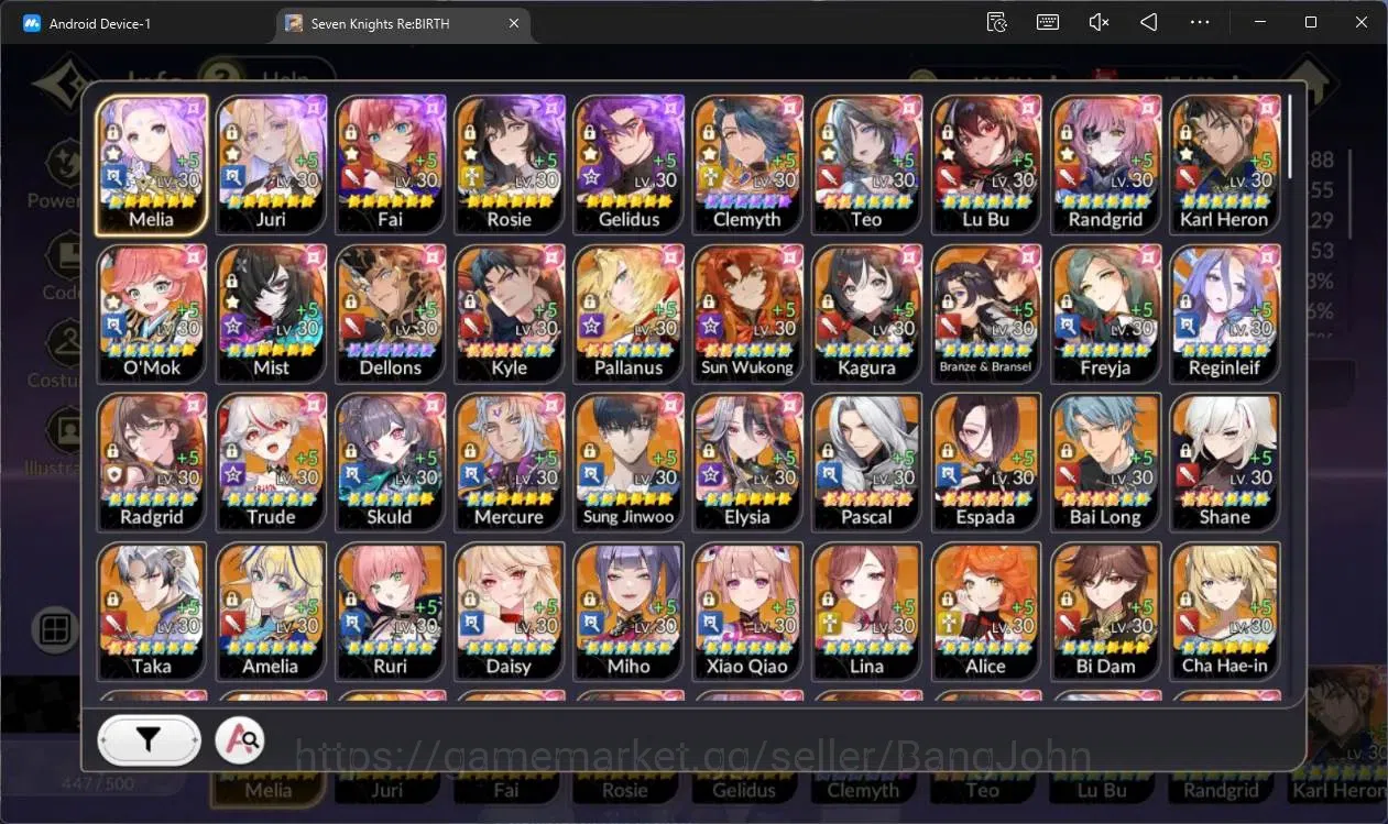 Seven Knights Re:Birth Accounts Global |5 EX7(Melia TC1,Juri TC1,Fai,Roise,Gelidus image 2