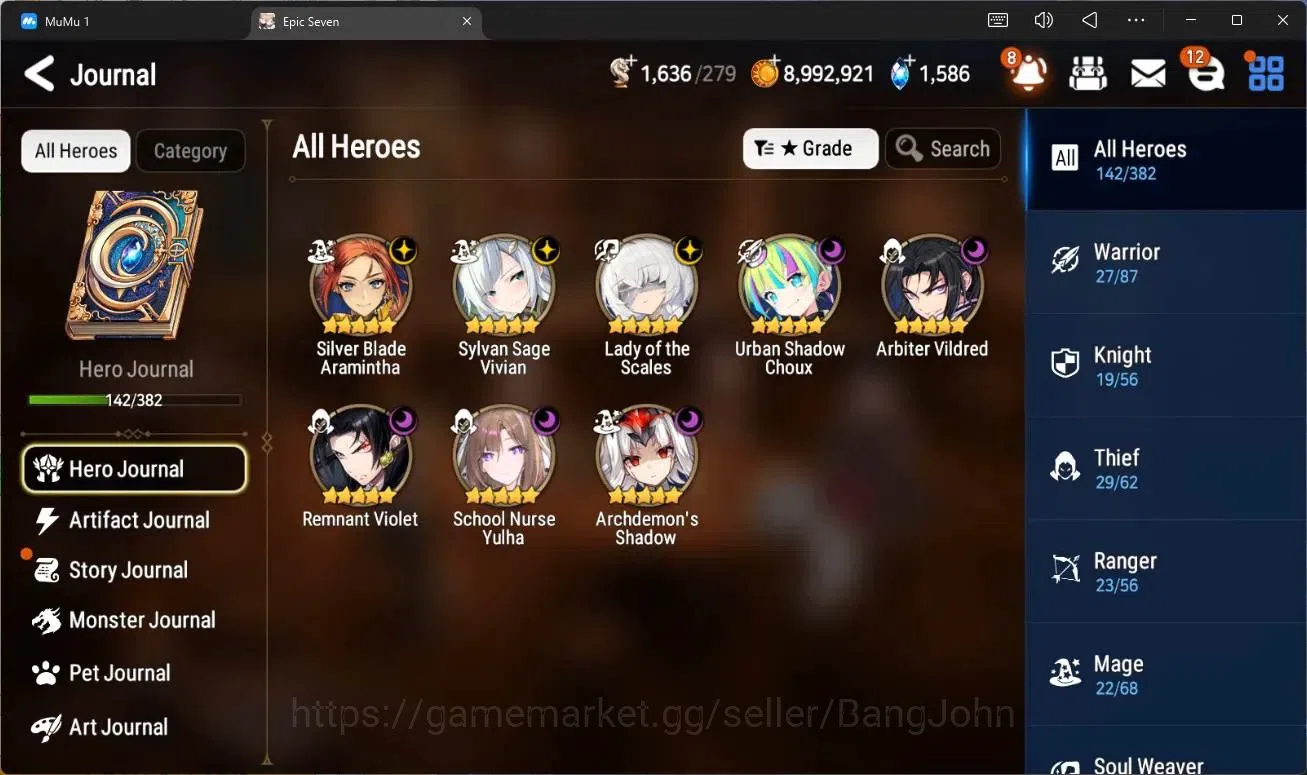 Epic Seven Accounts High-End Global Unverif |8 ML (LOT Scales,SN Yulha,US Choux,R Violet,A Shadow,A Vildred Etc)|PoH ON|SS 4