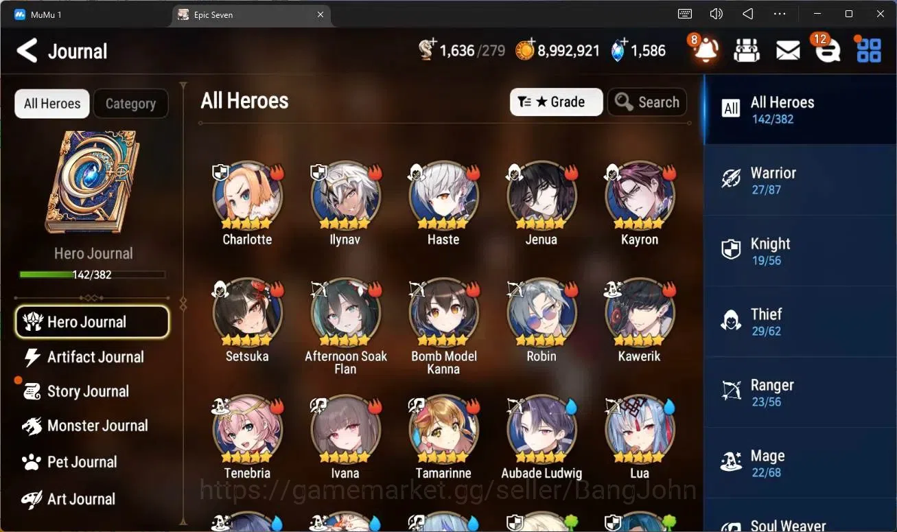 Epic Seven Accounts High-End Global Unverif |8 ML (LOT Scales,SN Yulha,US Choux,R Violet,A Shadow,A Vildred Etc)|PoH ON|SS 5