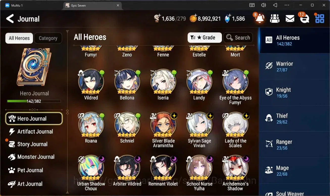 Epic Seven Accounts High-End Global Unverif |8 ML (LOT Scales,SN Yulha,US Choux,R Violet,A Shadow,A Vildred Etc)|PoH ON|SS 7