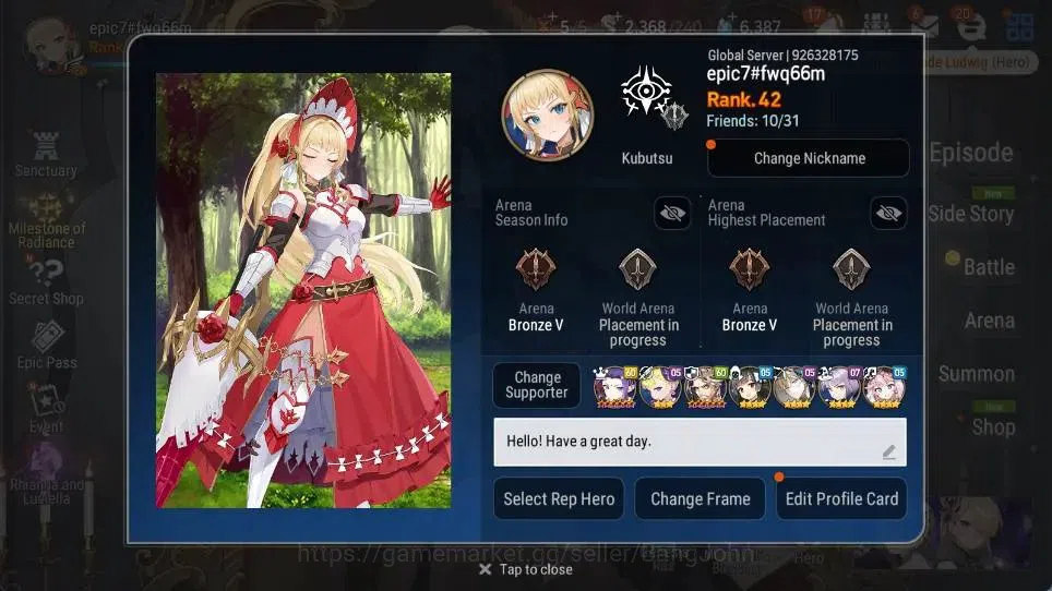 Epic Seven Accounts Global | 5 ML(BArunka,LCBellona,LWPeira,SNYulha,DD image 19
