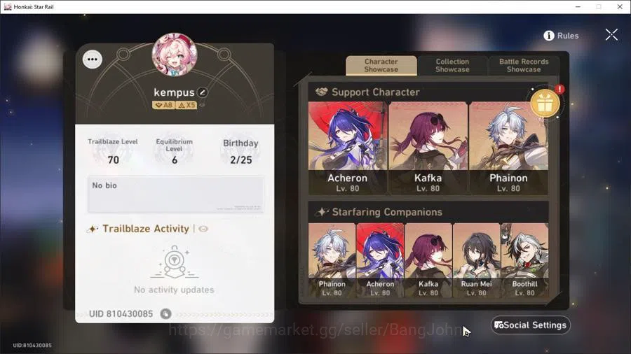 Honkai Star Rail Accounts ASIA TL70|Acheron E1S1|Ruan Mei E2|Dahlia E1|Phain image 10